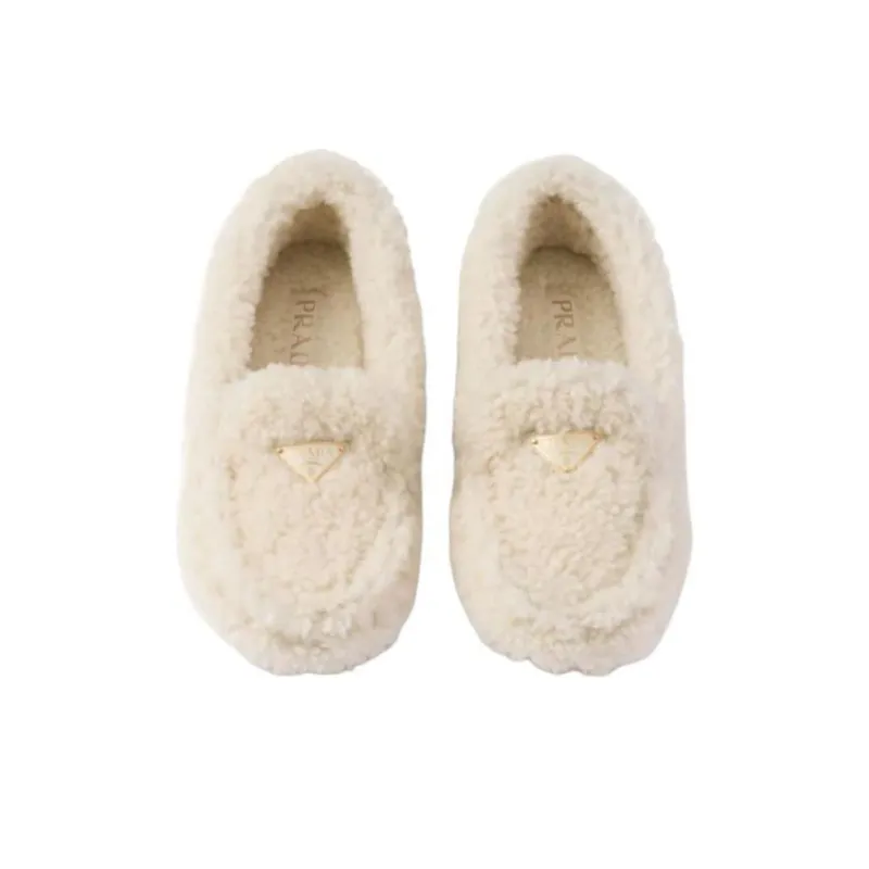 PRADA Triangle Loafers Women's Ecru-5
