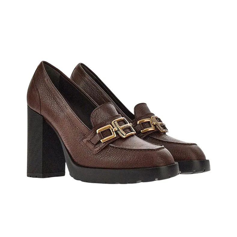 HOGAN H623 Chunky Heel High Heels 10cm Women's Brown-2