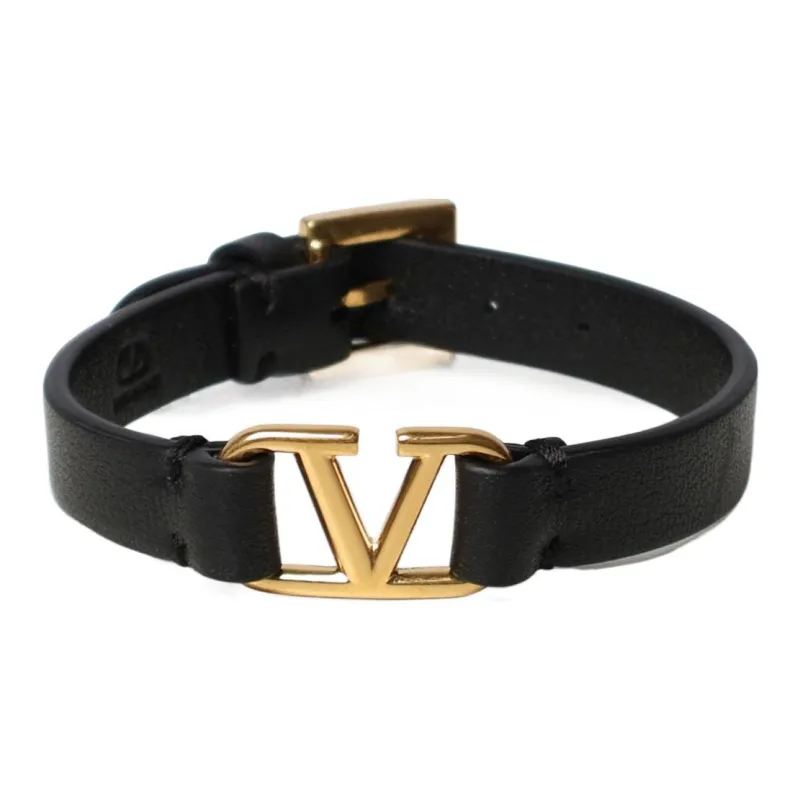 Valentino Calfskin Wristbands Women's Black/Gold-0
