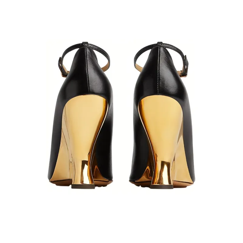 Bottega Veneta Punta Irregular Heel High Heels 10cm Women's Black-3