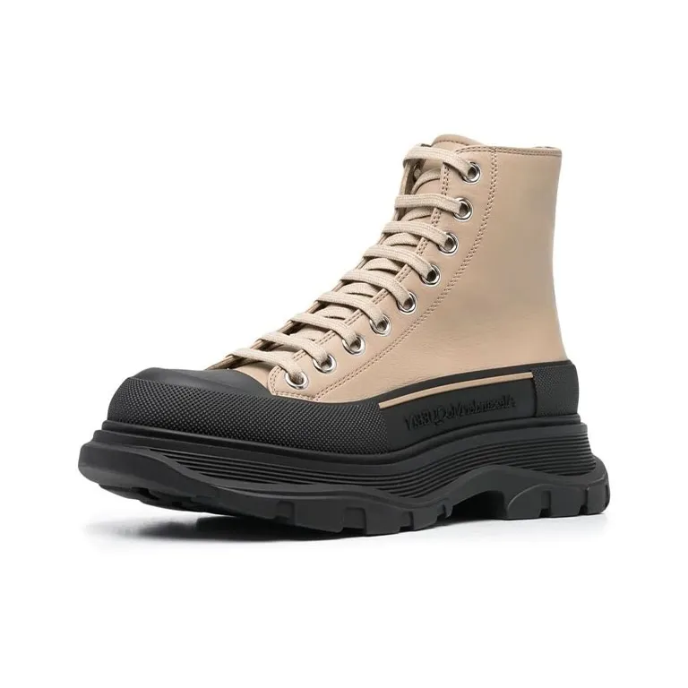 Alexander McQueen Tread Slick High 'Taupe Black Leather' Women's-1