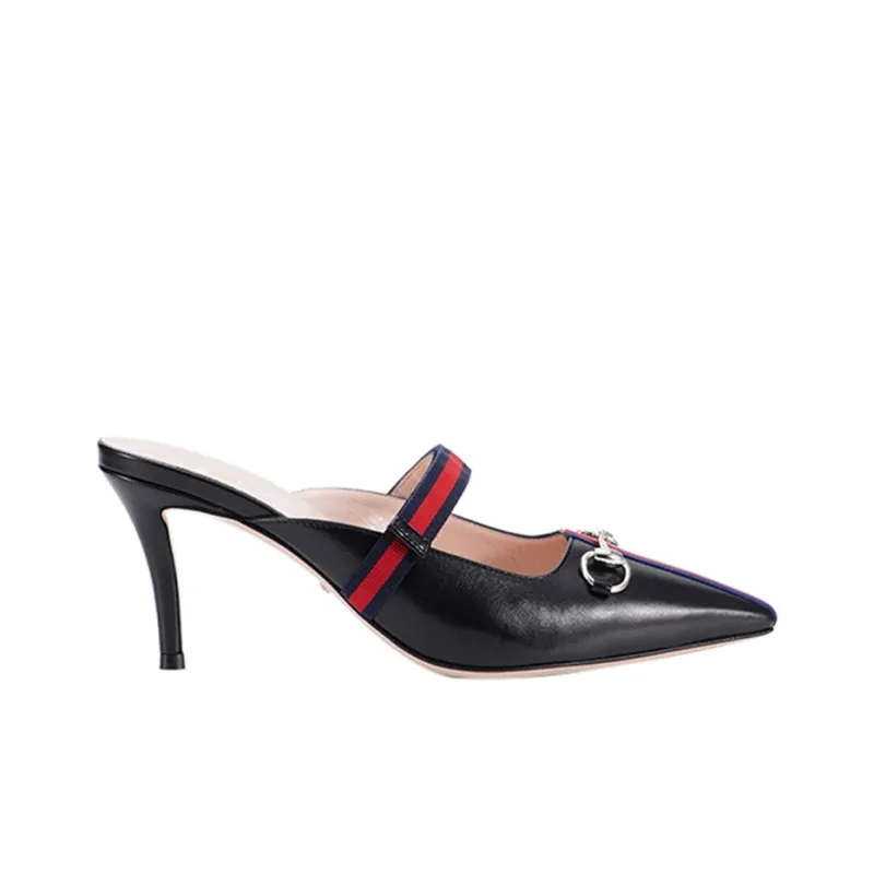 GUCCI Sylvie Slim Heel High Heels 8cm Women's Black-1