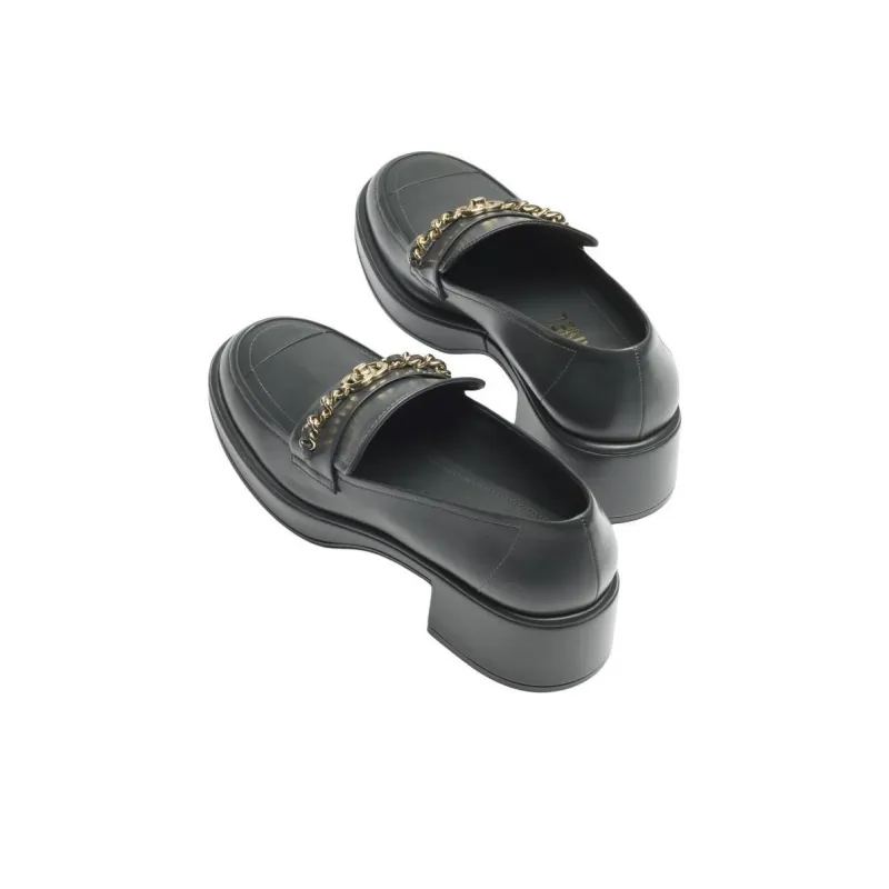 CHANEL 24K Chunky Heel High Heels 5.5cm Women's Black-3