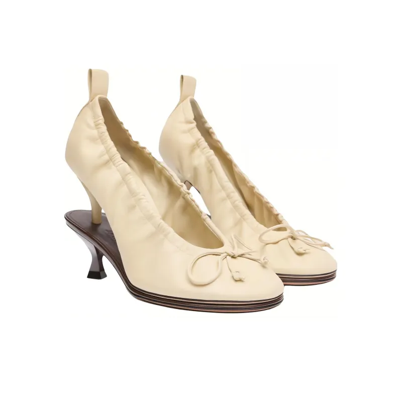 Jacquemus Les Doubles Ballerines Slim Heel High Heels 11cm Women's Ecru-2