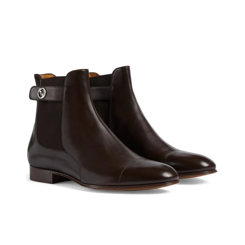 GUCCI Blondie Chelsea Boots Men's Brown-1