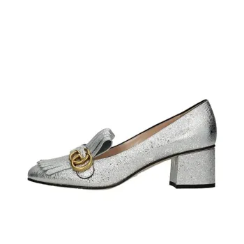 GUCCI Block Heel High Heels Women's Silver