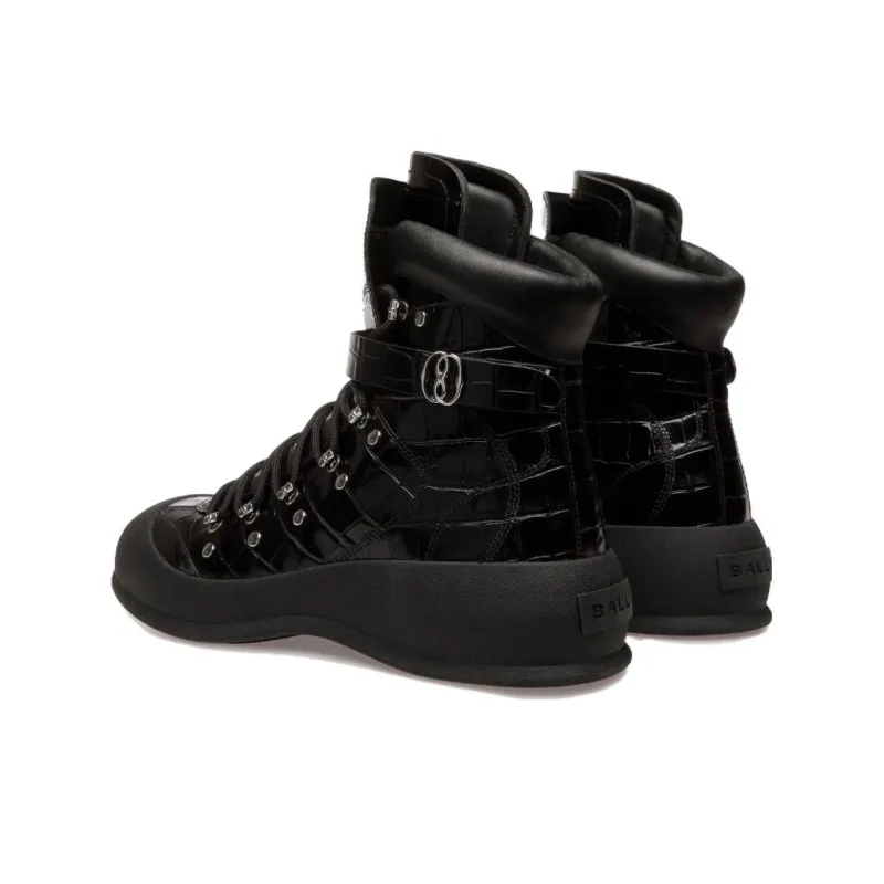 BALLY Clyff Embossed-crocodile Leather Boots-3
