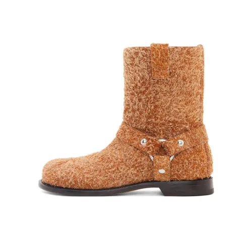 LOEWE Campo Biker Ankle Boots 3cm Women's Tan