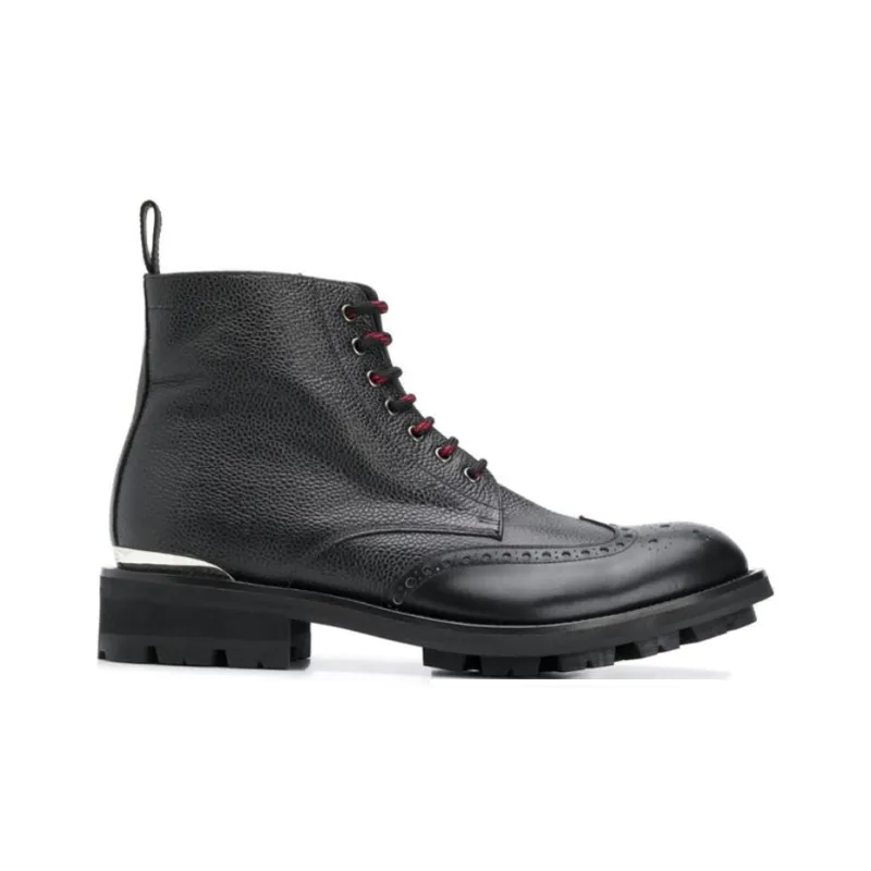 Alexander McQueen Pebble Grain Commando Boots 'Black'-1