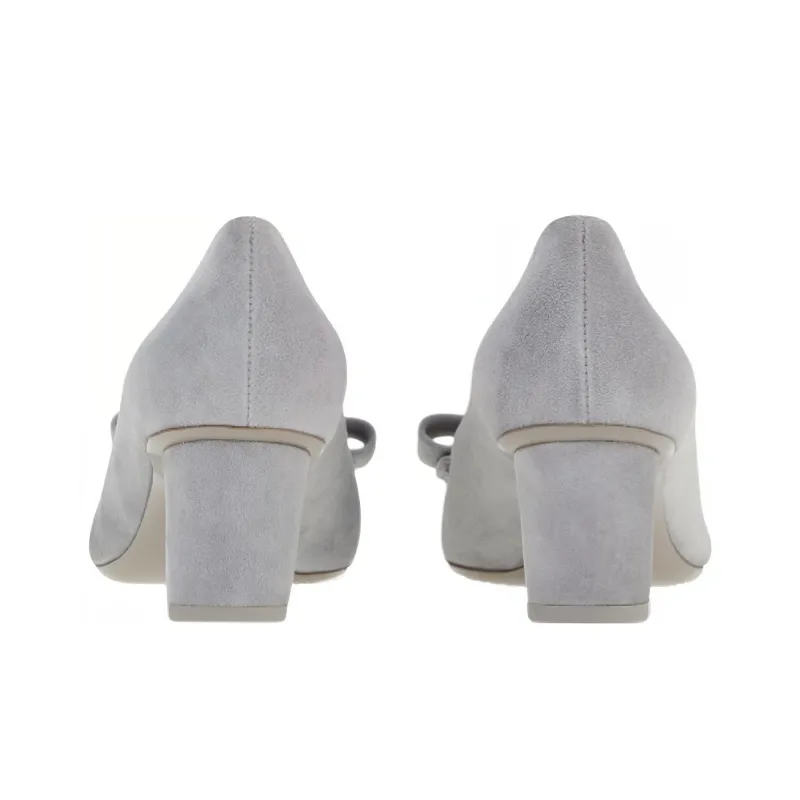 FERRAGAMO Viva Block Heel High Heels 5.5cm Women's Gray-2