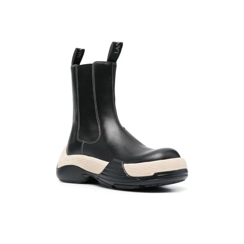 Lanvin Women's Flash-X Bold Chelsea Leather Boot 'Black Cream'-1