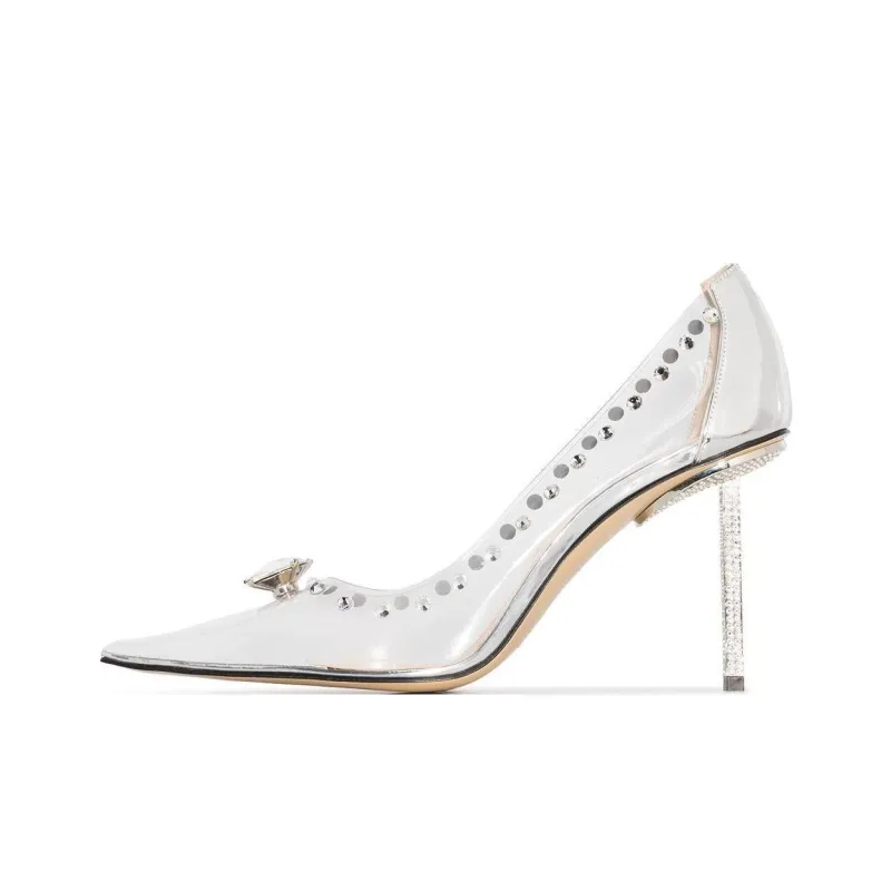 MACH & MACH Slim Heel High Heels 9.5cm Women's Transparent-0