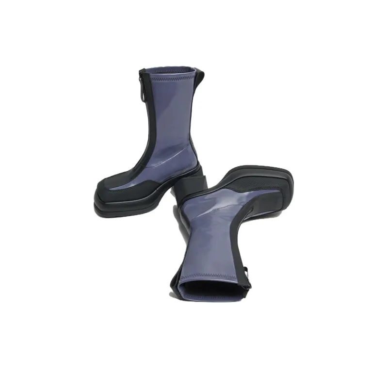 MIISTA Ankle Boots 8cm Women's Black Purple-2