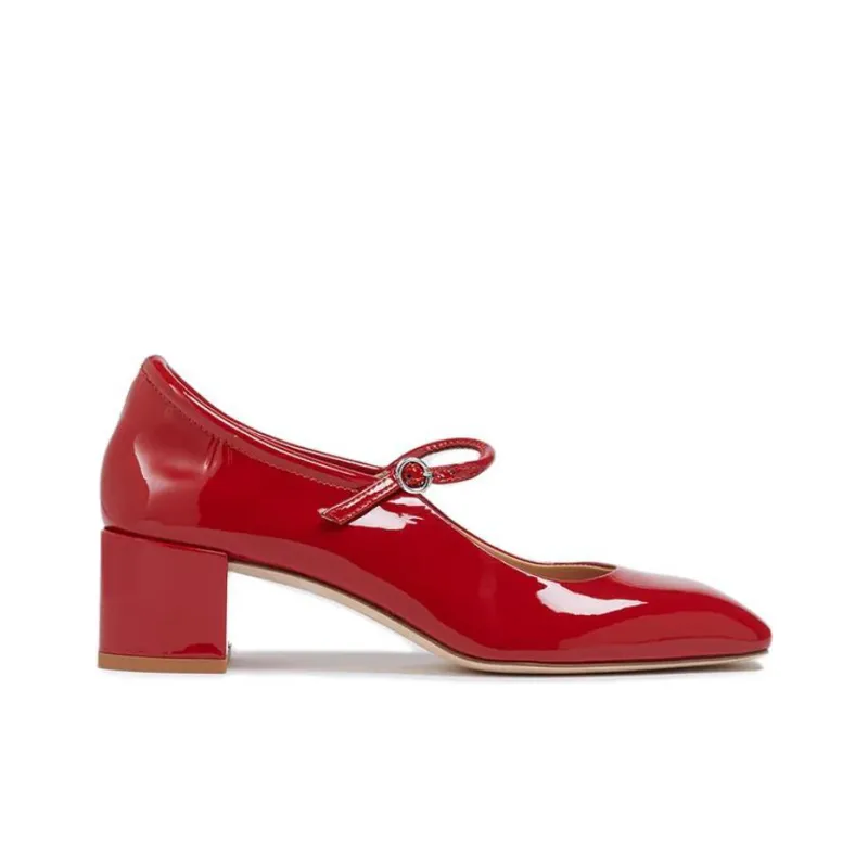 Aeyde Chunky Heel High Heels 4.5cm Women's Red-1