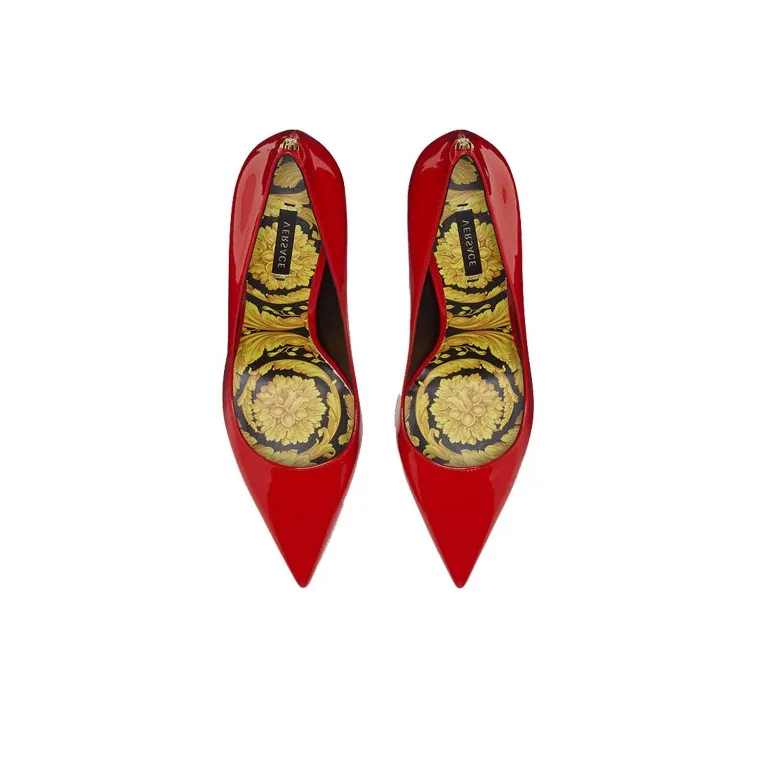 VERSACE Barocco Slim Heel High Heels 8.5cm Women's Red-3