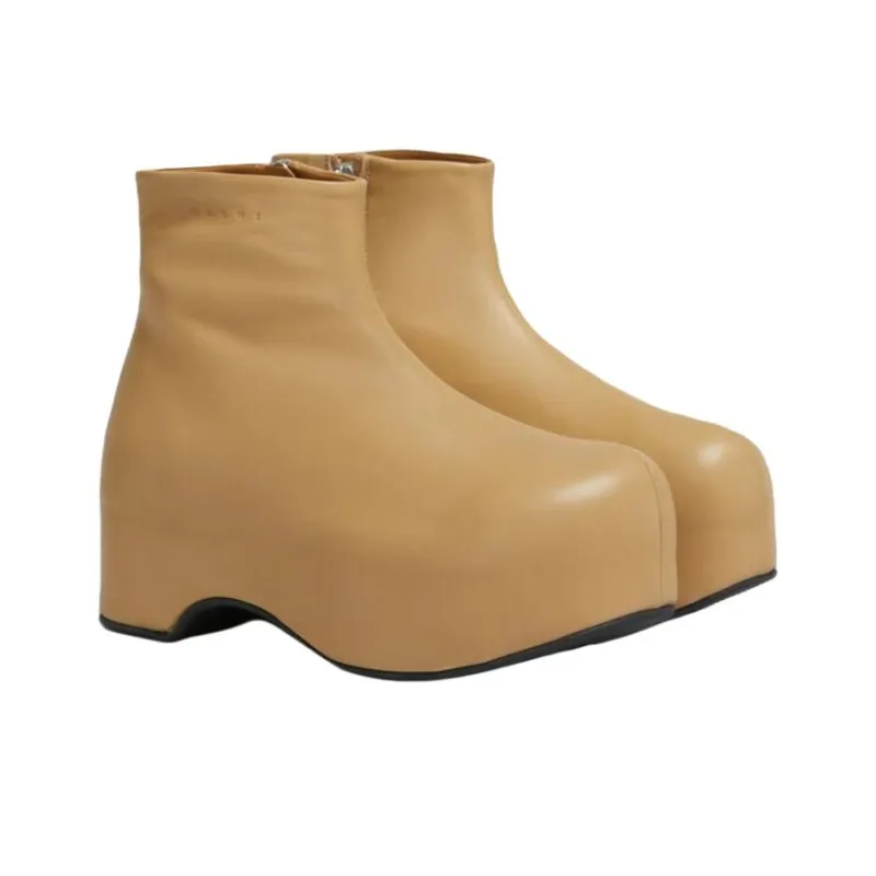 MARNI Chunky Clog Ankle Boots Women's Brown-2