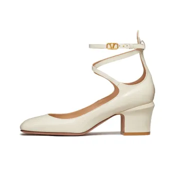 Valentino Tan-Go VLogo Plaque Block Heel Pumps