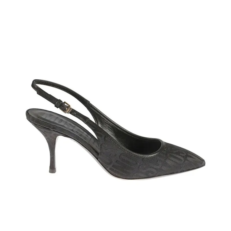 MOSCHINO Jacquard Logo Slingback Pumps-1