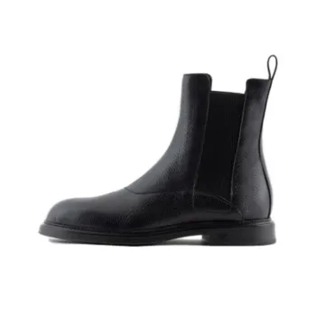 EMPORIO ARMANI Grained Leather Ankle Boots