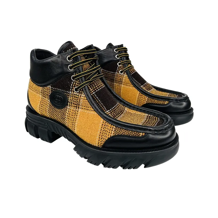 GUCCI Wear-Resistant Short Outdoor Boots Men's Black Yellow-2