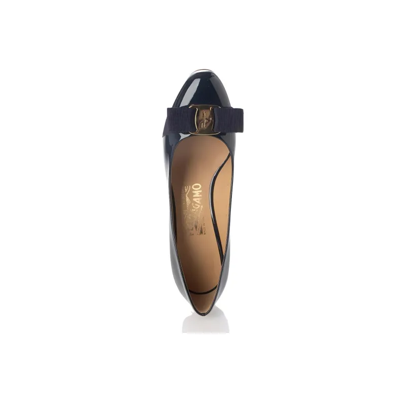 FERRAGAMO Carla Slim Heel High Heels 5.5cm Women's Dark Blue-3