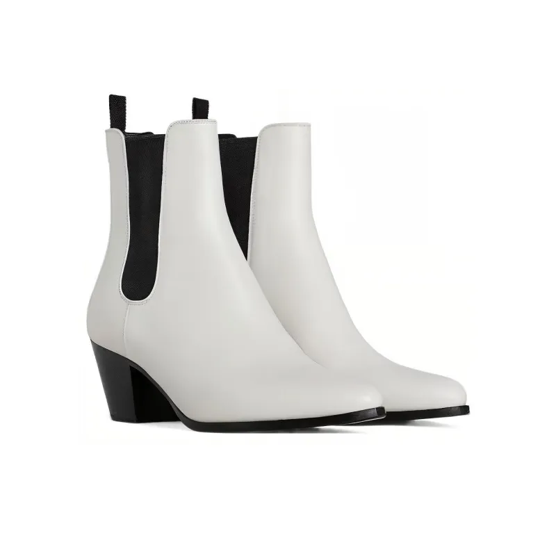 CELINE SAINT GERMAIN DES PRES Short Chelsea Boots 5.5cm Women's White-3
