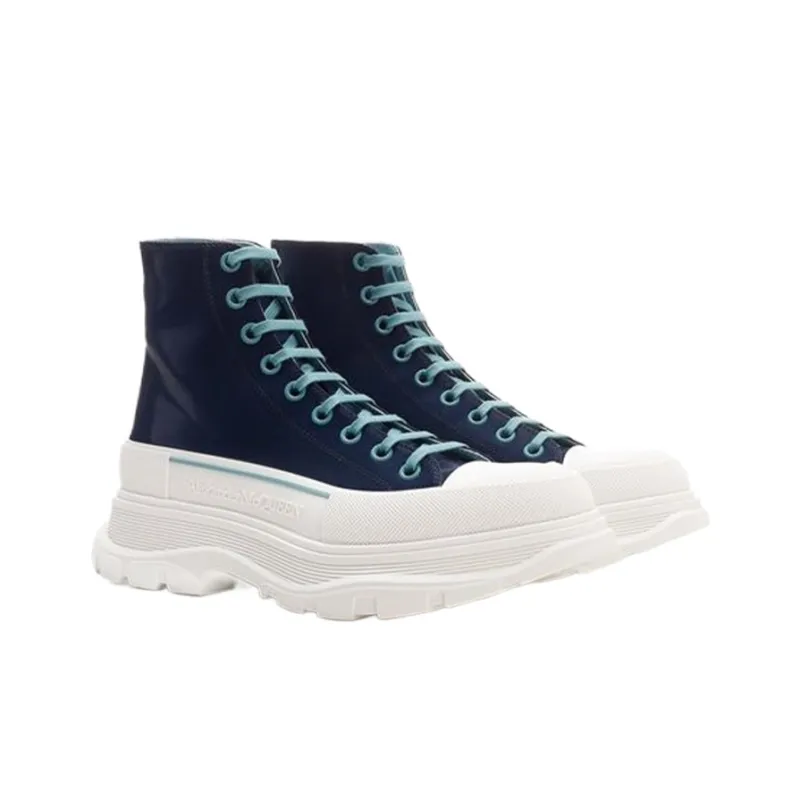 Alexander McQueen Tread Slick Lace Up Boot Blue White-3