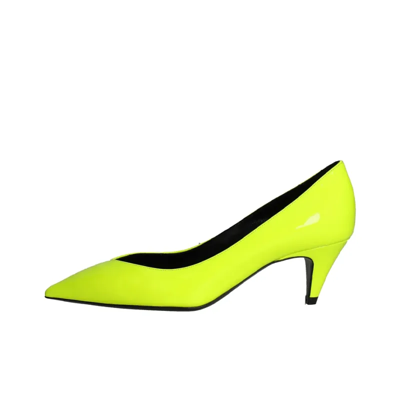 SAINT LAURENT Cone Heel High Heels 5.5cm Women's Neon Yellow-0
