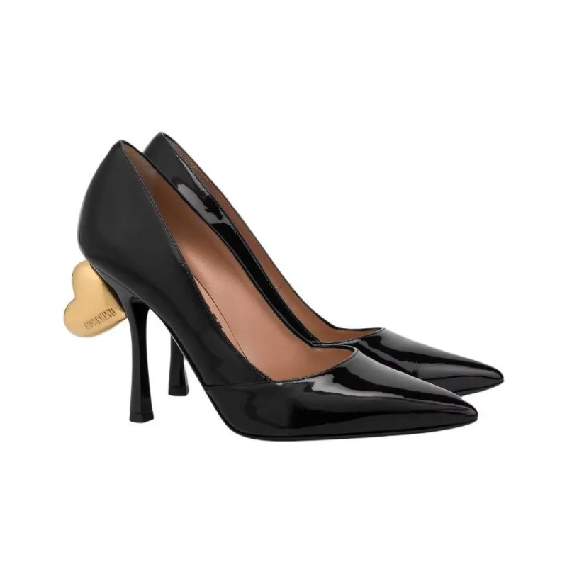 MOSCHINO Heart Embellished Pointed Toe Pumps-3