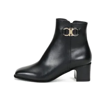 Ferragamo Gancini Ankle Boots Women's Black