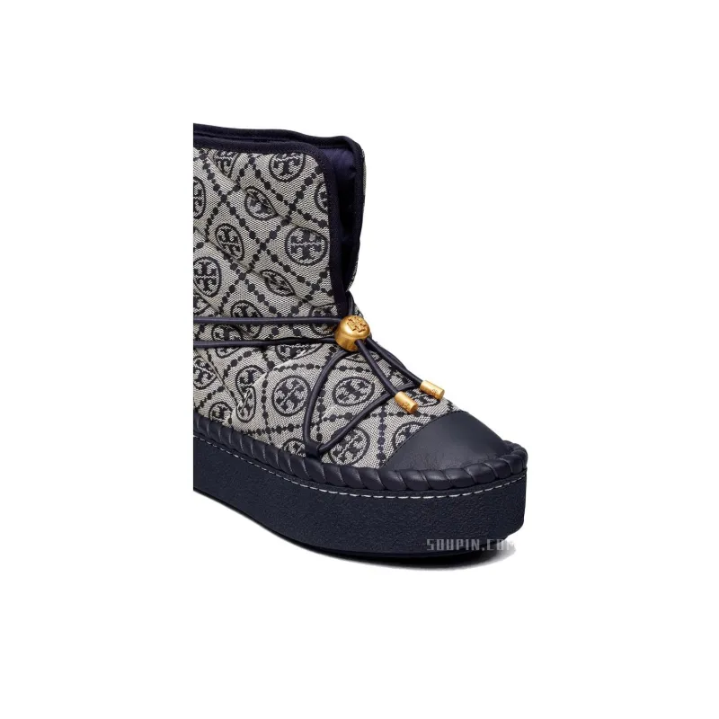 TORY BURCH T Monogram Warm Snow Boots Women's Marine Blue-4