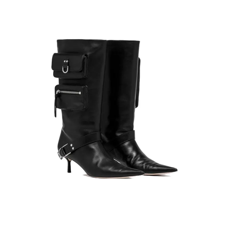 Blumarine 55mm Pocket Leather Boots-2