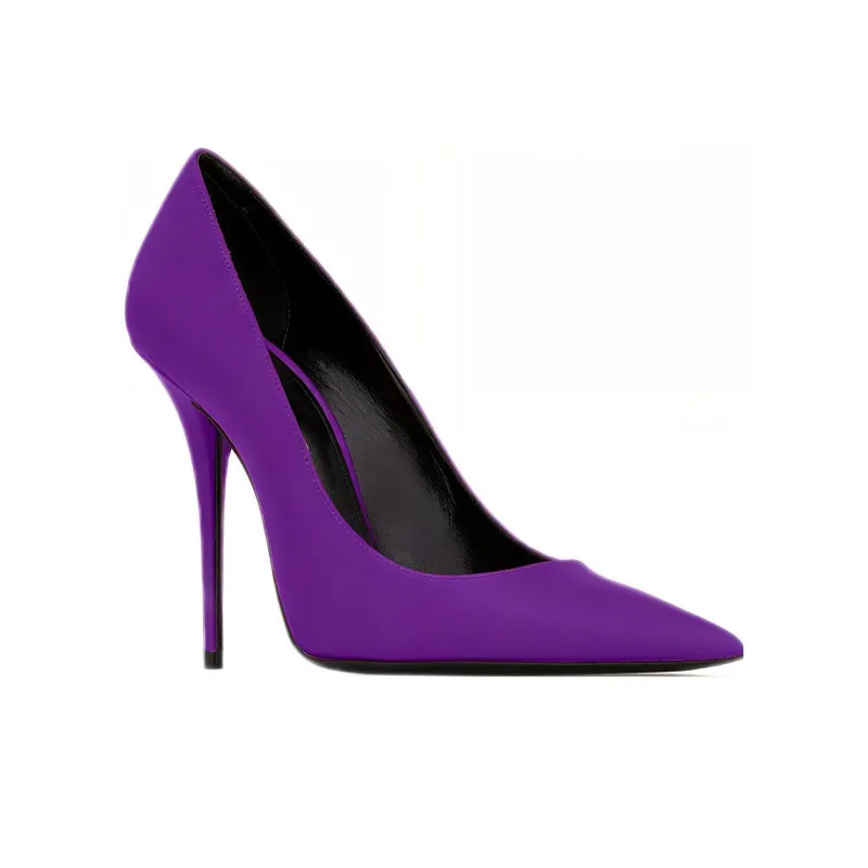SAINT LAURENT Marylin Pump Purple Satin Women's-2