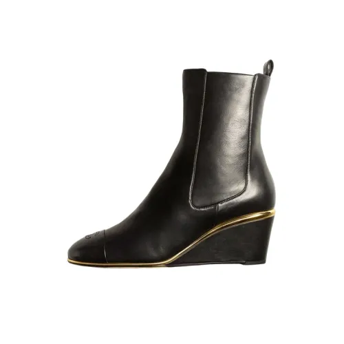 CHANEL Short Chelsea Boots Women's Black