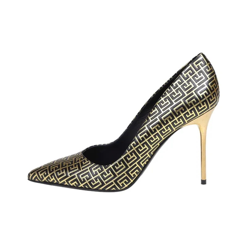 BALMAIN High Heels 9.5cm Women's Black Gold-0