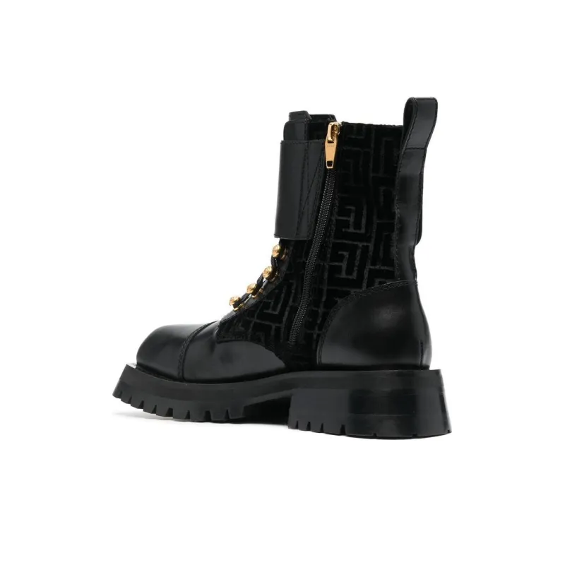 BALMAIN Embossed button Detail Ankle Boots-3
