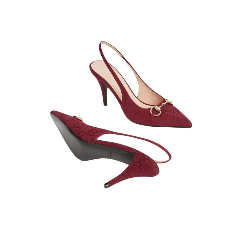 GUCCI Clamp Slim Heel High Heels 8.5cm Women's Red-5