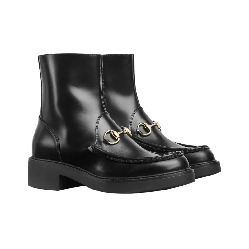 GUCCI Horsebit Ankle Boots Women's Black-2