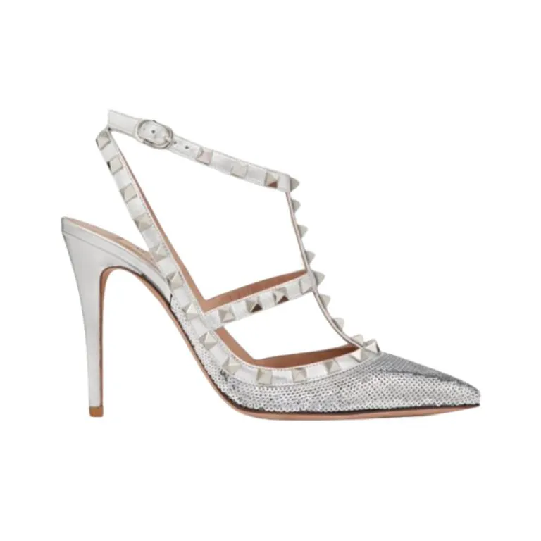 Valentino Garavani Rockstud Embellished Ankle Strapped Pumps-1