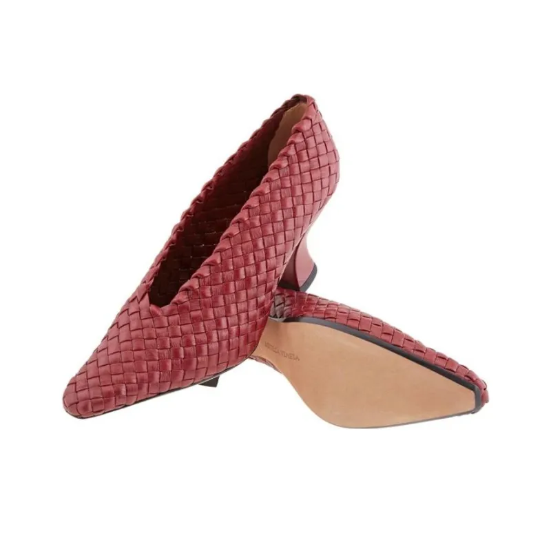 Bottega Veneta Chunky Heel High Heels 7.5cm Women's Red-2