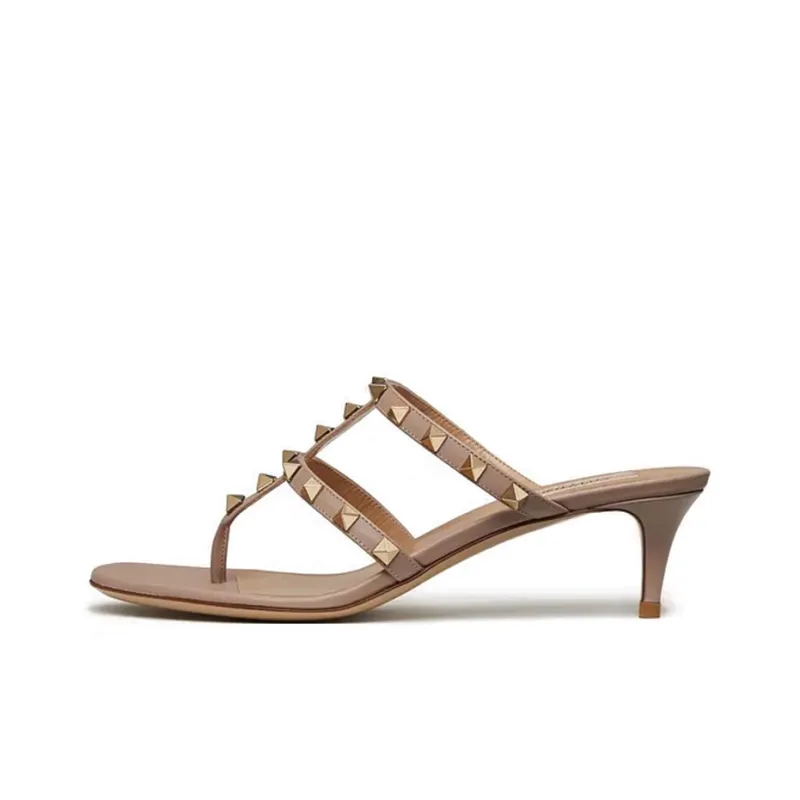 Valentino Rockstud Slim Heel High Heels 5cm Women's Nude-0