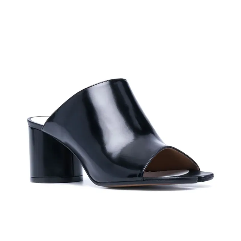 Maison Margiela Tabi Chunky Heel Slide Slippers 8cm Women's Black-1