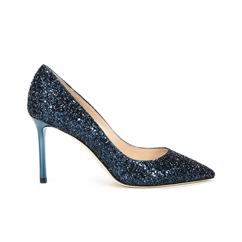 Jimmy Choo ROMY Slim Heel High Heels Women's Blue-1