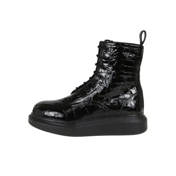 Alexander McQueen Crocodile Effect High Hybrid Boots 'Black' Women's