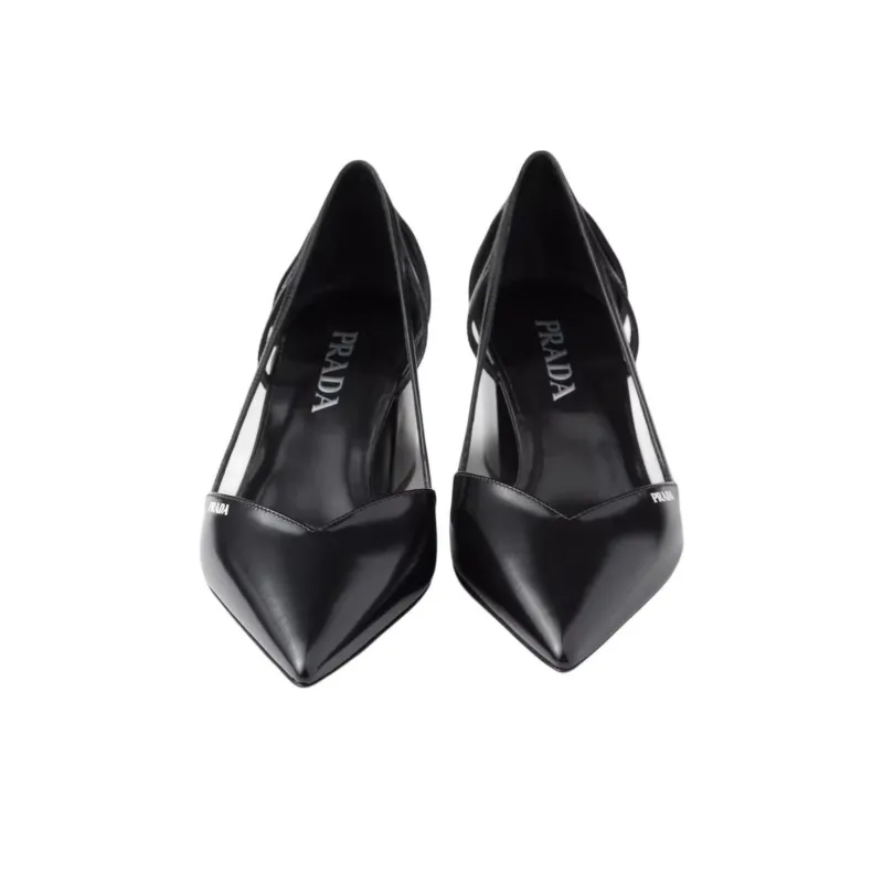 PRADA Chunky Heel High Heels 5.5cm Women's Black-4