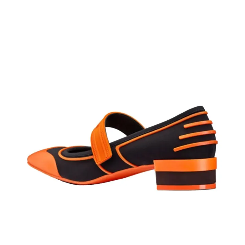DIOR Roller Chunky Heel High Heels 3.5cm Women's Orange-3