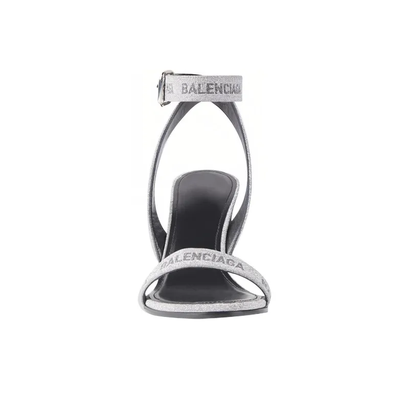 Balenciaga Round Chunky Heel High Heels Women's Silver-2