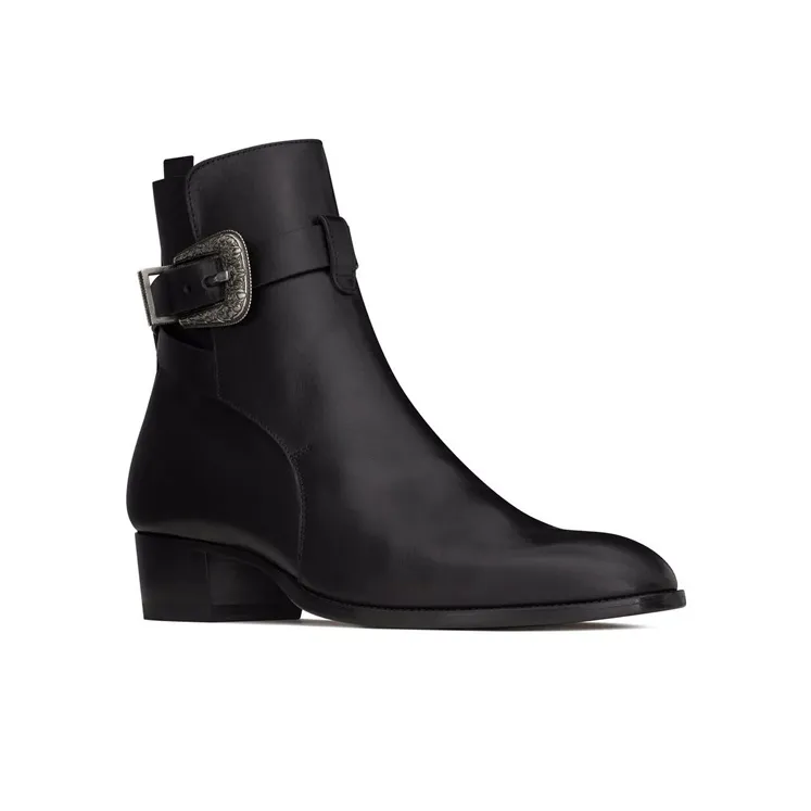 SAINT LAURENT Ankle Boots 4cm Men's Black-2