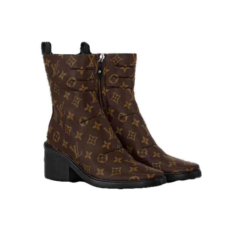 LOUIS VUITTON Jazz Ankle Boots 6cm Women's Brown-2
