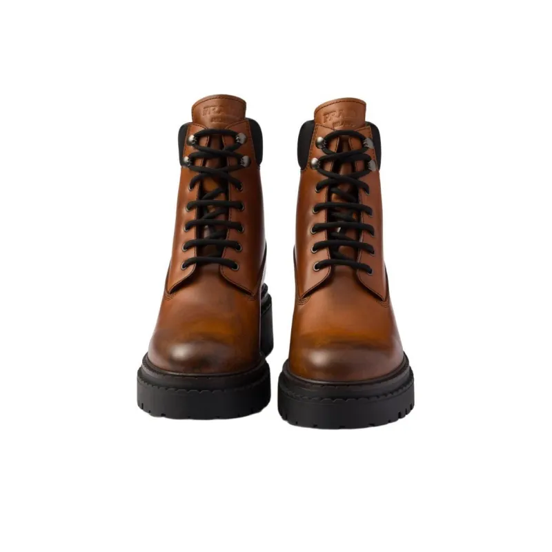 PRADA Re Nylon Ankle Boots Women's Brown-4